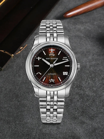 San Martin 39mm Enamel Sunray JianZhan Dial Men GADA Watch 90S5 Automatic BGW-X1 10Bar Sapphire 5-Link Bracelet SN0144CG