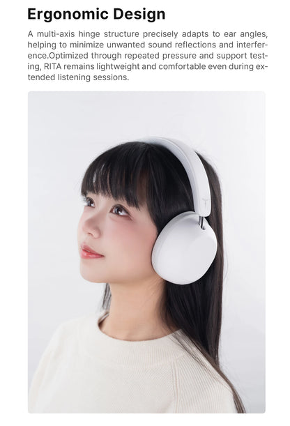 TANCHJIM RITA HiFi Bluetooth Headset Wireless & Wired ANC Headphones, Bluetooth 6.0 LDAC Over-Ear Headphones with 40mm Dynamic Driver, Gaming Headset with ENC & 3.5mm Audio Cable