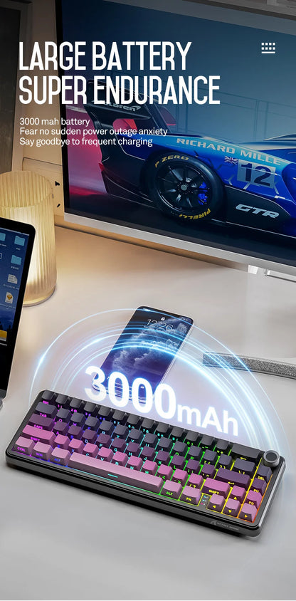 Attack Shark X66 Wireless Mechanical Keyboard 65% Compact Layout RGB Backlight Gasket Hot Swap Bluetooth USB-C PBT Large battery