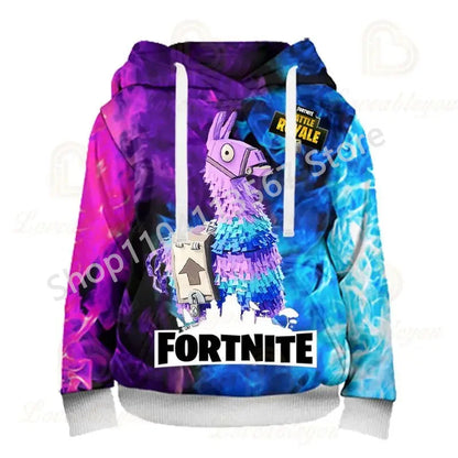 Φούτερ με Κουκούλα Llama Battle Royale F-Fortnited με 3D Εκτύπωση για Άνδρες, Γυναίκες και Παιδιά, Αγόρια και Κορίτσια, Streetwear Πουλόβερ, Πράσινα Τοπ