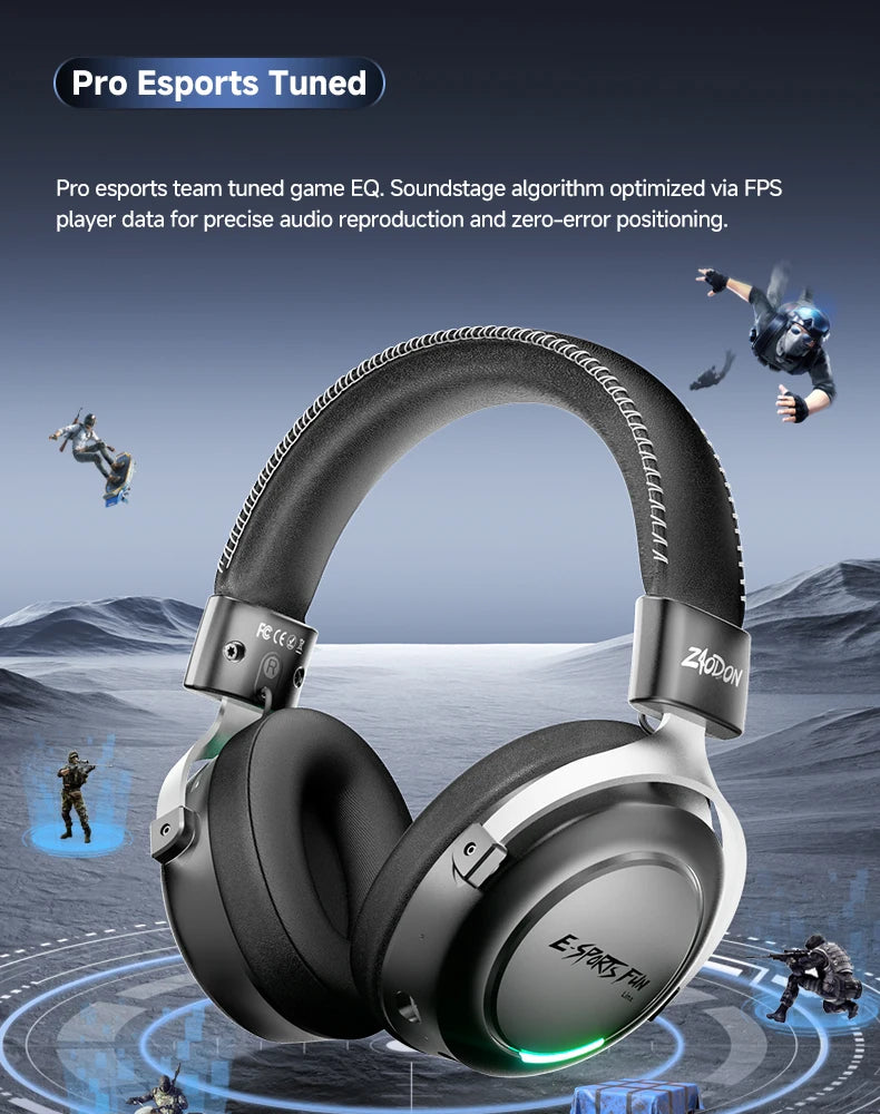 HaaYot Professional Wireless Gaming Headset Bluetooth 6.0 with 7.1 Surround Sound, Low Latency 15ms Gaming Headphones with Mic for PC PS5 Switch Mobile