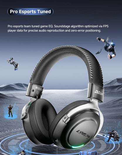 HaaYot Professional Wireless Gaming Headset Bluetooth 6.0 with 7.1 Surround Sound, Low Latency 15ms Gaming Headphones with Mic for PC PS5 Switch Mobile