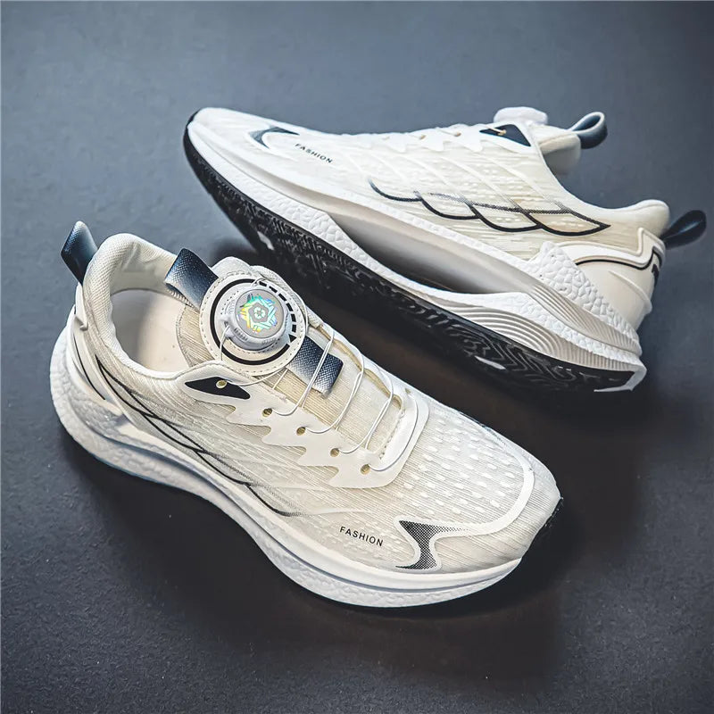 Summer Breathable Casual Sports Shoes for Men, New Fashionable and Versatile Breathable Mesh Rotating Buckle Running Shoes Suitable for Outdoor Sports and Daily Wear
