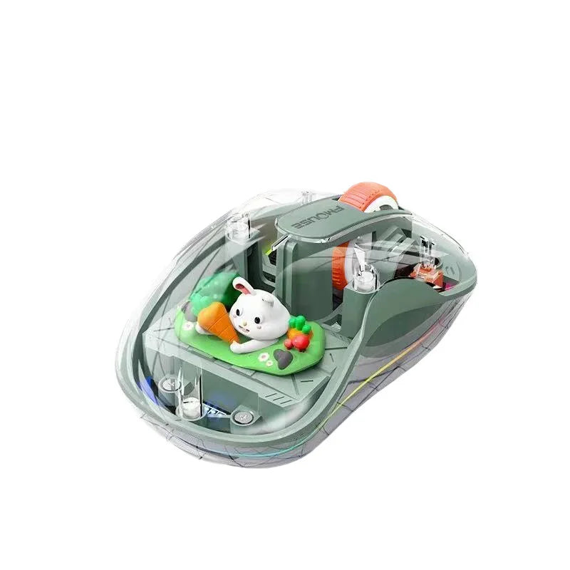 Lenovo Transparent Wireless Mouse Tri-Mode Bluetooth 5.0 & 2.4G Rechargeable RGB Mouse, Ergonomic Silent Wireless Mouse for Laptop, PC & Office