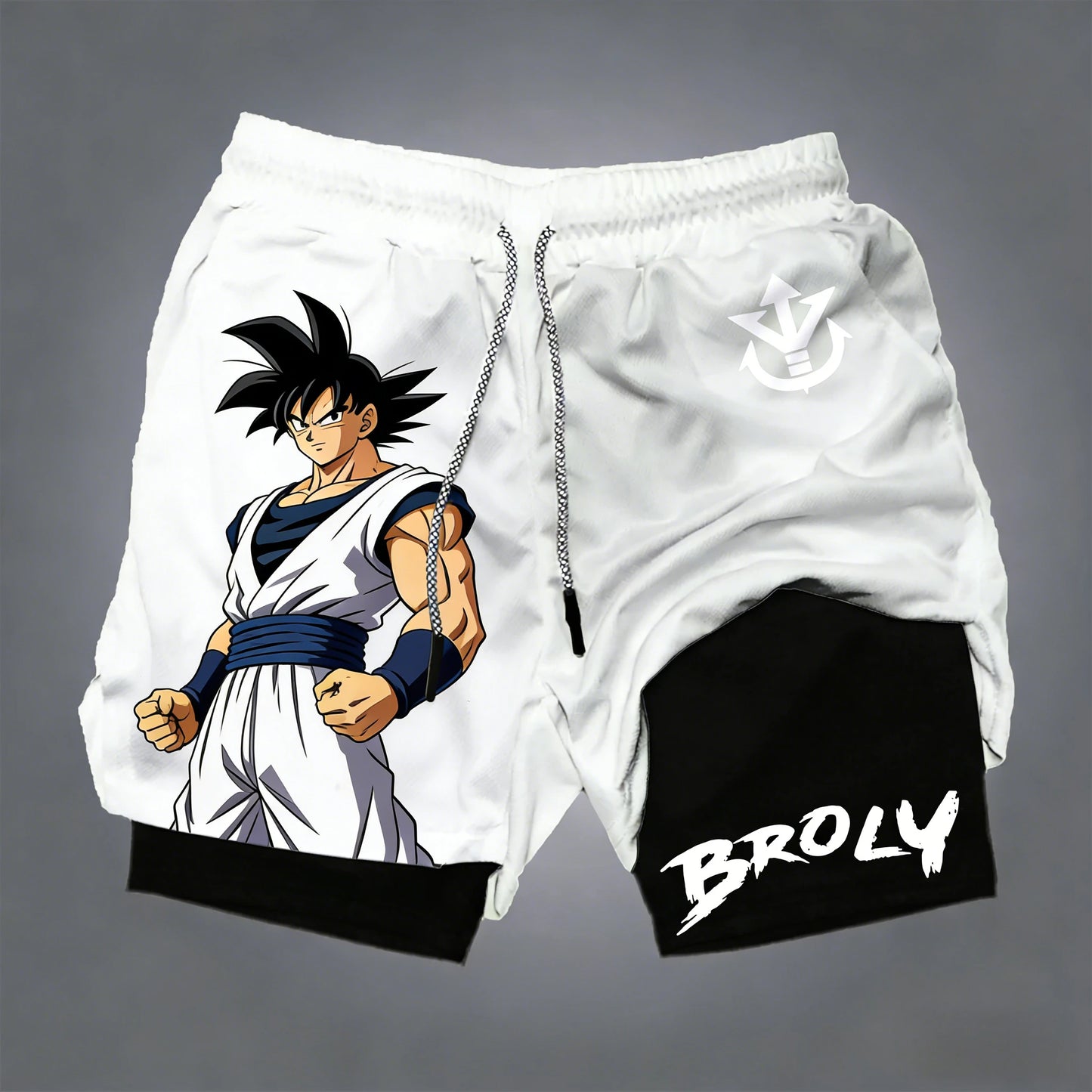 Dragon Ball Men's Double-layer Shorts Son Goku Summer Japanese Anime Fake Two-piece Sports Fitness Quick-drying Shorts