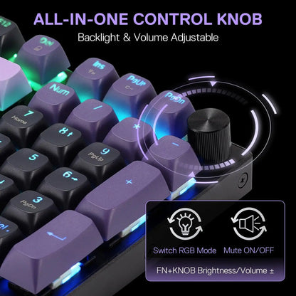 Redragon K740 PRO Wireless RGB Gaming Keyboard, 98 Keys 3-Mode Mechanical Keyboard with Aluminum Base, Hot-Swappable PBT Keycaps, Bluetooth/2.4G/USB-C