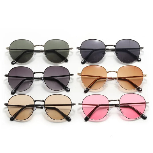 2025 New Straight Metal Sunglasses Boys And Girls, Small Oval Children's Glasses For Babies