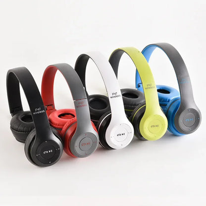 P47 Bluetooth 5.0 Wireless Headphones Foldable HiFi Stereo Bass Headset with Mic, Portable Over-Ear Bluetooth Headphones for Kids, Gaming & Music