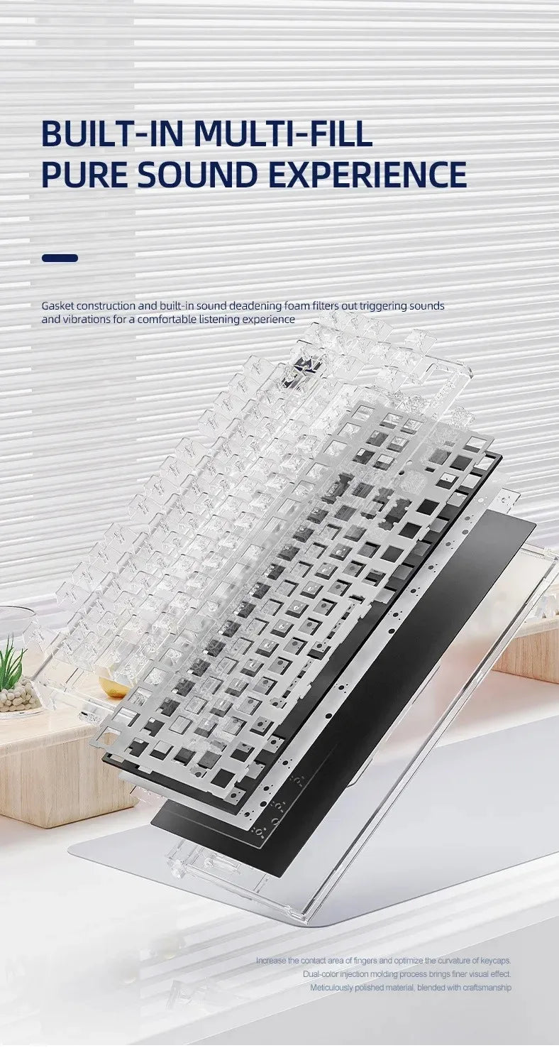 Attack Shark K86 Wireless Mechanical Keyboard, TFT Display, Metal Knob,RGB Backlit, Hot-Swappable, Bluetooth for Gaming & Office