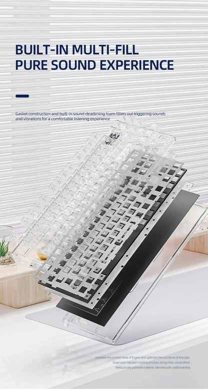 Attack Shark K86 Wireless Mechanical Keyboard, TFT Display, Metal Knob,RGB Backlit, Hot-Swappable, Bluetooth for Gaming & Office