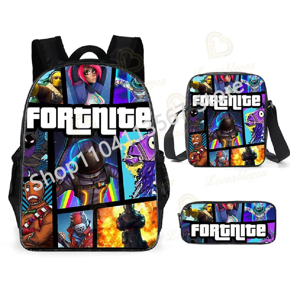 3Pcs/Sets Fortnite School Bags for Boys Girls Cartoon Battle Royale Game Book Bags Sets Games Backpacks School Gifts