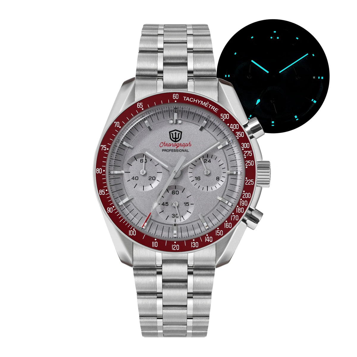 Watchdives WD1863 39mm VK63 Chronograph Watch OTF Clasp Sweep Quartz Movement Sapphire Luminous 100m Waterproof Watches