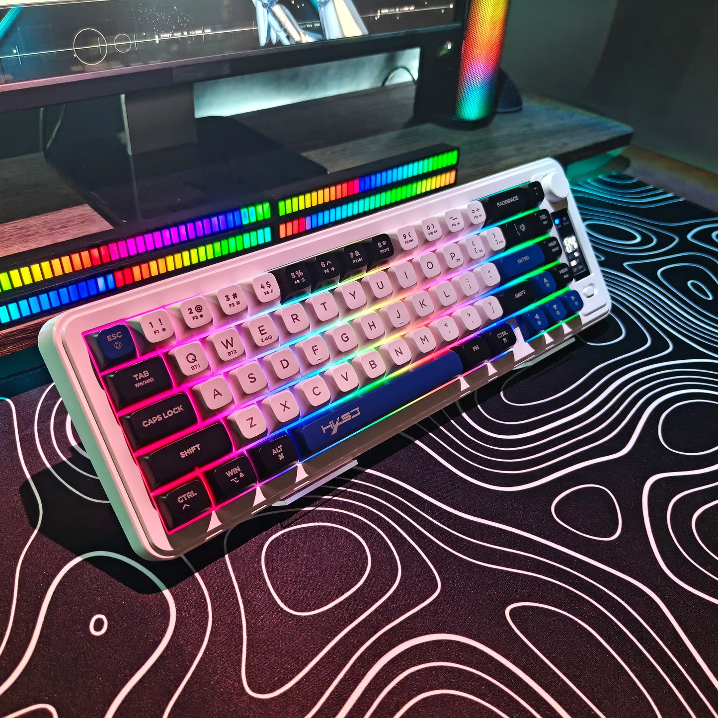 HXSJ L68 81-Key 3-mode wireless gaming keyboard silent Rainbow lighting ergonomic compact wireless membrane keyboard for pc
