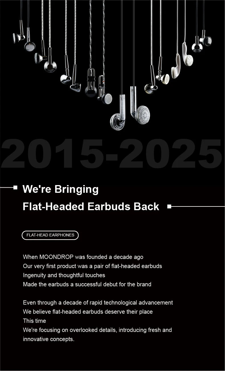 MOONDROP NICE BUDS Wired Earbuds with 15.4mm Large Dynamic Driver, HiFi Flat Head Earphones, High Resolution Sound, Comfortable Wired Music Earbuds