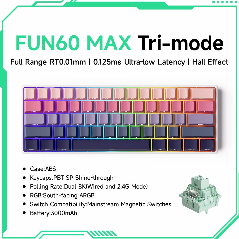 Akko MonsGeek FUN60 PRO&MAX HE Mechanical Keyboard Magnetic Switch 60% Gaming Keyboard Rapid Trigger 8K Custom Keyboard