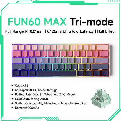 Akko MonsGeek FUN60 PRO&MAX HE Mechanical Keyboard Magnetic Switch 60% Gaming Keyboard Rapid Trigger 8K Custom Keyboard