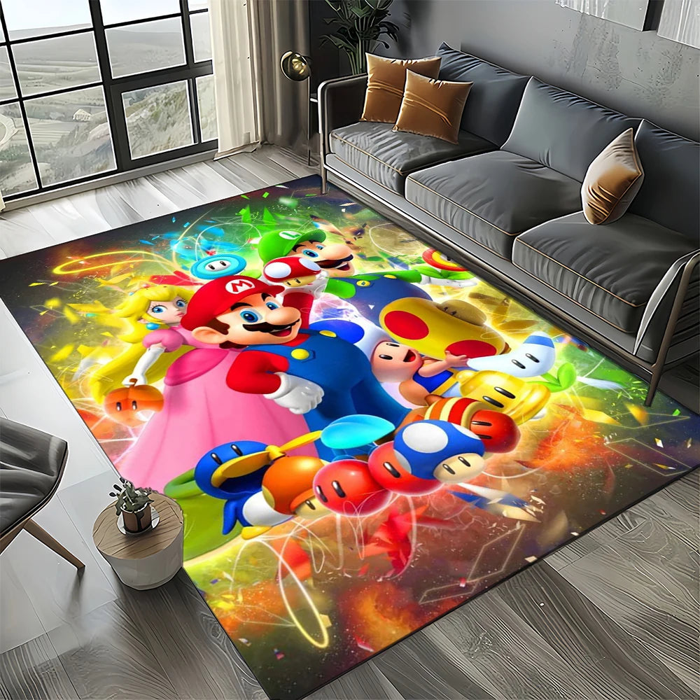Retro Mario Cartoon  Area Rug,Carpet Rug for Home Living Room Bedroom Sofa Doormat Decor,Kids Play  Floor Mat