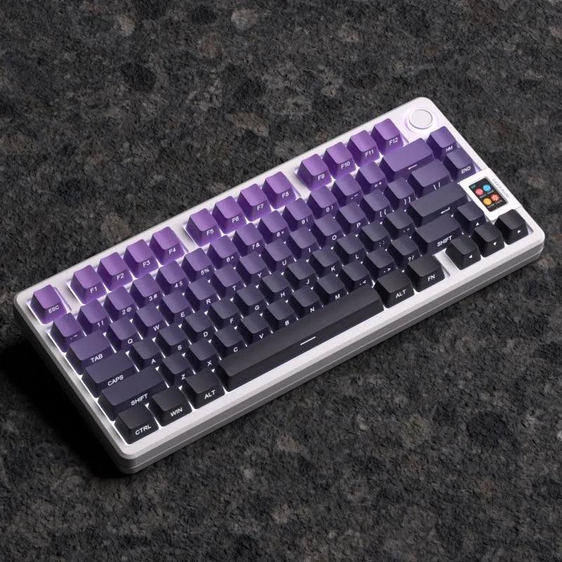 Black Purple Side Engraved Translucent OEM Keycaps 130 Keys PBT Small Full Set Keycaps for 60/64/84/98/108 Mechanical Keyboards
