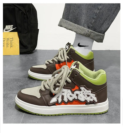 Fashion Blue Designer Skateboard Shoes Men Streetwear Hip hop Sneakers Men Luxury Platform Skateboard Sneakers Men basket homme