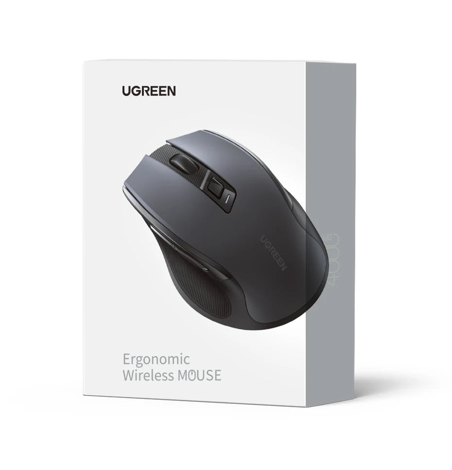 UGREEN Wireless Ergonomic Mouse 4000 DPI Silent 2.4GHz 6-Button Mouse for Laptop, MacBook, PC & Tablet