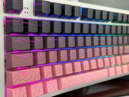 Topographic 4.0 Side Printed Keycaps Cherry Profile Double Shot PBT Keycaps for MX Switch Mechanical Keyboard with ISO Enter Shine Through Keycaps