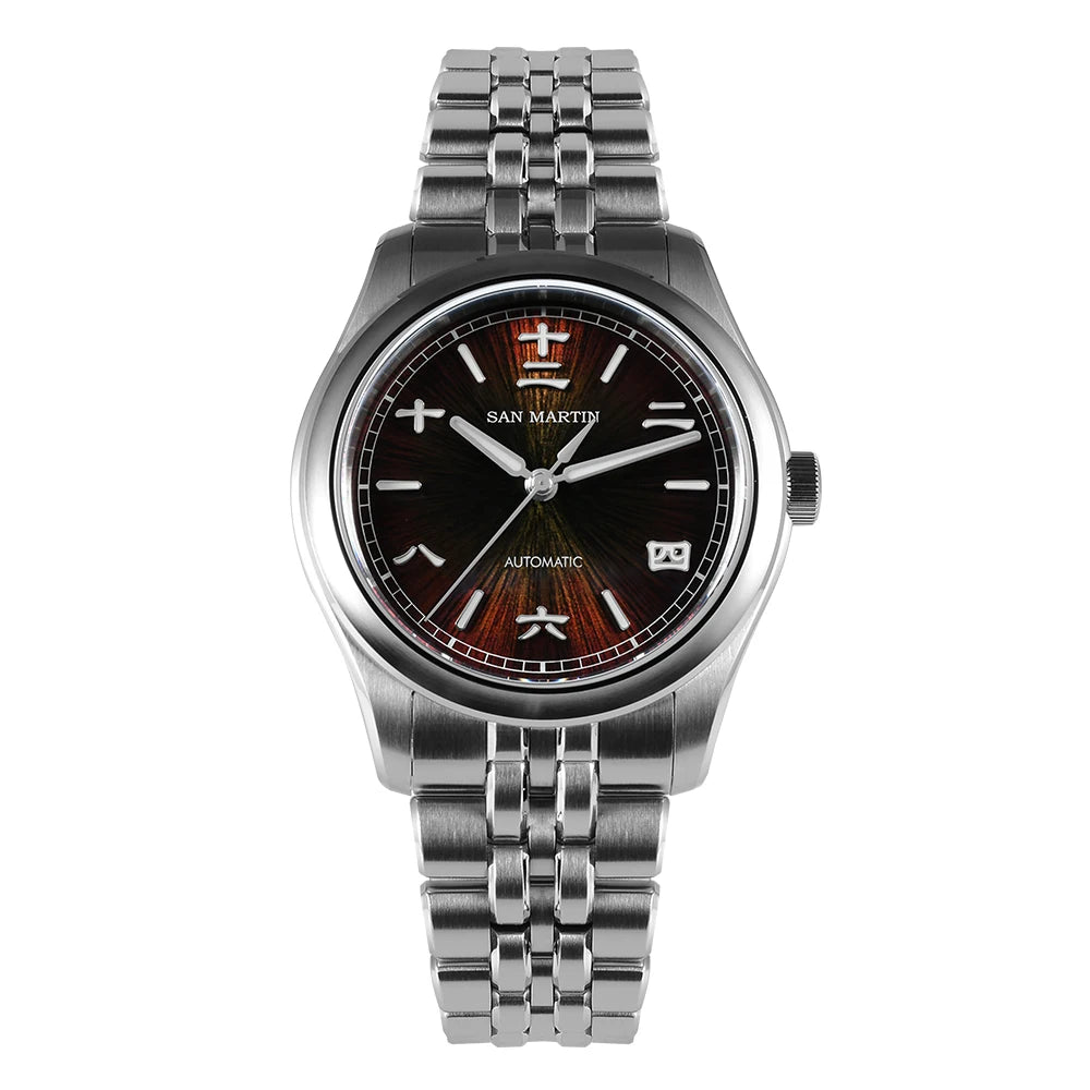 San Martin 39mm Enamel Sunray JianZhan Dial Men GADA Watch 90S5 Automatic BGW-X1 10Bar Sapphire 5-Link Bracelet SN0144CG