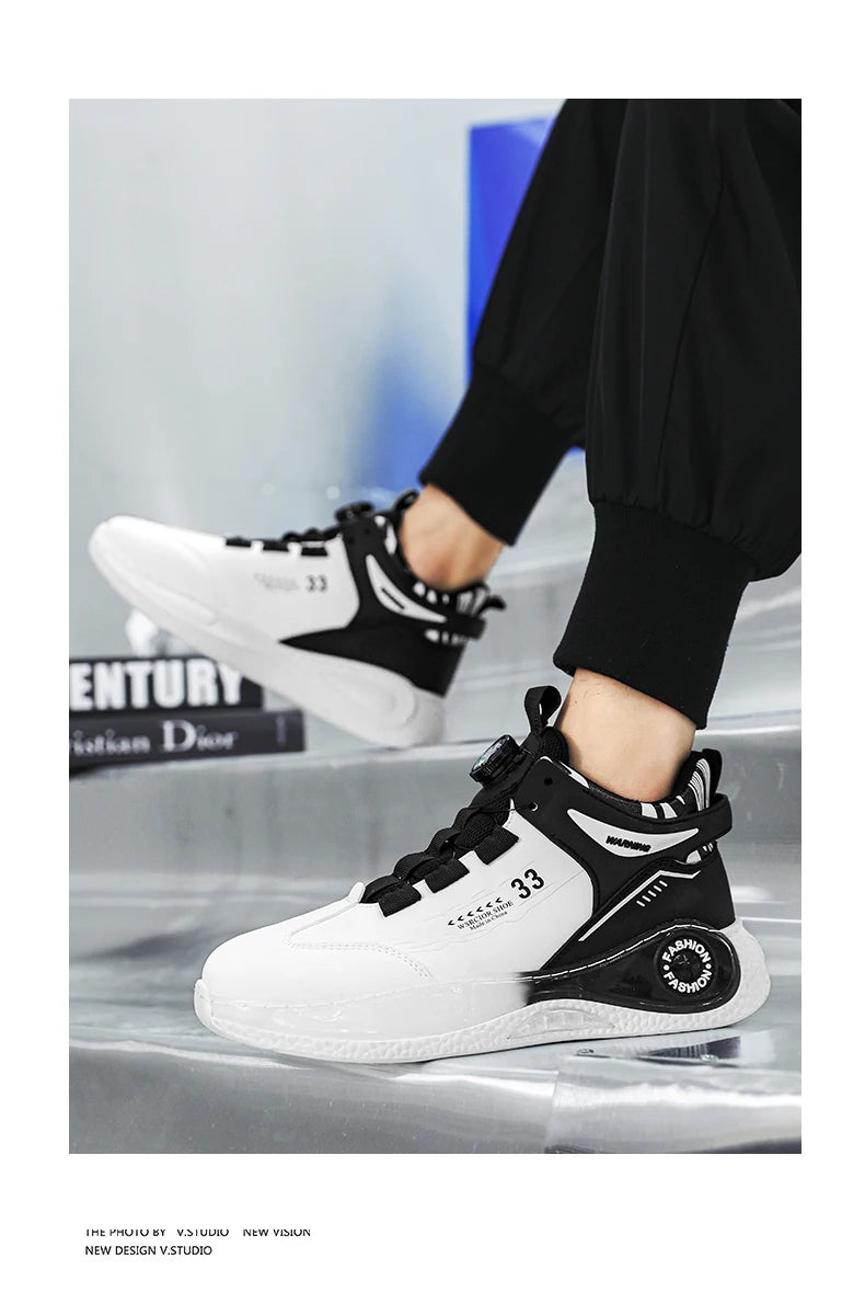 Herren-Sneaker mit drehbarer Schnalle – bequeme, rutschfeste Schnürschuhe für Outdoor-Aktivitäten