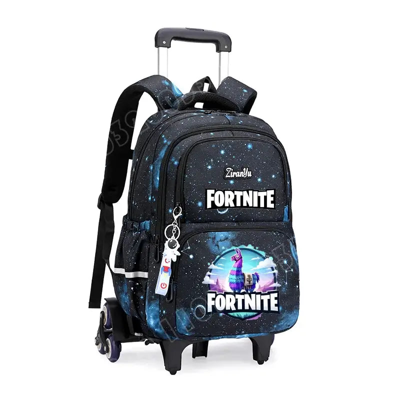 Fortnite Trolley Bag Easy Stair Climbing Anime Waterproof Wheeled Backpack Large Capacity Student Schoolbag Casual Travel Bag