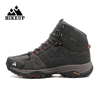 HIKEUP High-Top Herren-Wanderstiefel Winter Outdoor Schuhe Schnürung Rutschfeste Sportliche Freizeit-Trekkingstiefel Herren Wildleder Warme Schuhe