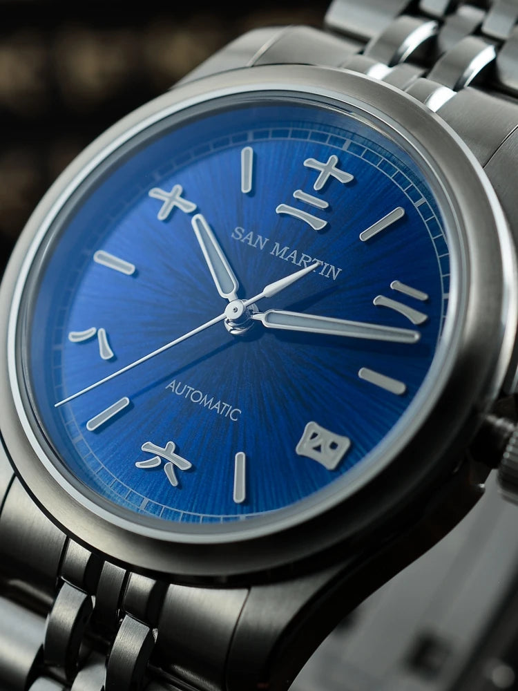 San Martin 39mm Enamel Sunray JianZhan Dial Men GADA Watch 90S5 Automatic BGW-X1 10Bar Sapphire 5-Link Bracelet SN0144CG