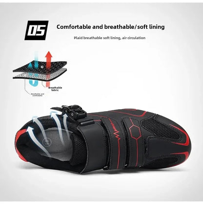 Chaussures de cyclisme unisexes à semelle rigide – Chaussures à crampons pour vélo de route 4 saisons, VTT et sports de plein air