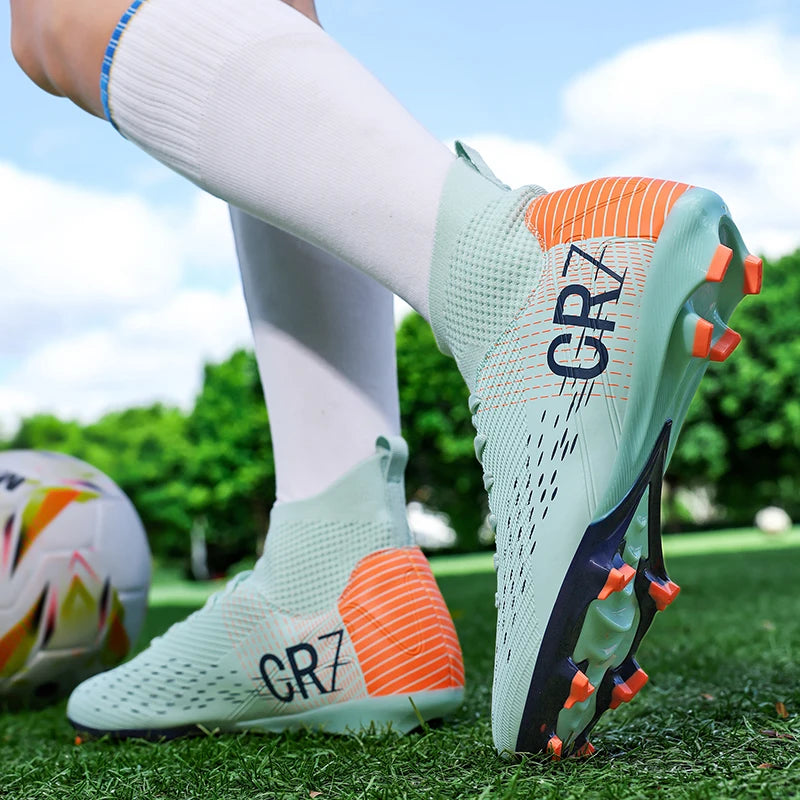 Chaussures de football professionnelles pour hommes/femmes, antidérapantes, à crampons FG, respirantes, chaussures d'entraînement à tige haute