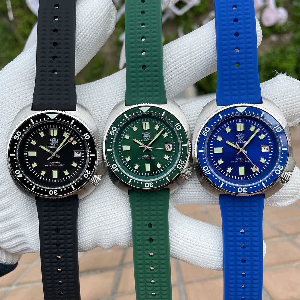 SD1970 STEELDIVE Brand 44MM Sapphire Glass with Transparent AR Coating Cermaic Bezel NH35 Movement Automatic Dive Watch Turtle