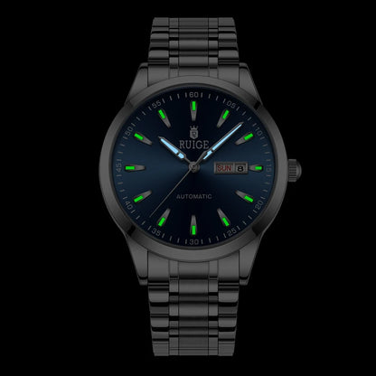 RUIGE Weekly Calendar Men's Fully Automatic Mechanical Watch Stainless Steel Business Men's Night Light Waterproof Versatile Wat