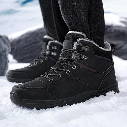 Bottes de neige pour hommes, nouvelle collection hiver 2026, bottes montantes à semelle épaisse, antidérapantes, pour activités de plein air, chaussures de randonnée confortables, chaudes, en peluche, bottines à la chev