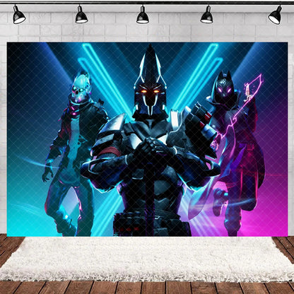 Fortnite Theme Happy Birthday Party Decoration Backdrop Shooting Game Alpaca Llama Supplies Background Baby Shower Kid Gifts