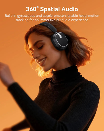 Active Noise Cancelling Headphones Bluetooth 6.0 Wireless Over-Ear Headphones with 120H Battery, 6-Mic ENC Calls, LED Power Display & Spatial Audio