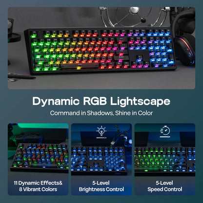 EPOMAKER HE108 100% ANSI US QWERTY Layout Wired/BT/2.4Ghz Wireless Hall Effect Mechanical Keyboard with SOCD/DKS & Rapid Trigger