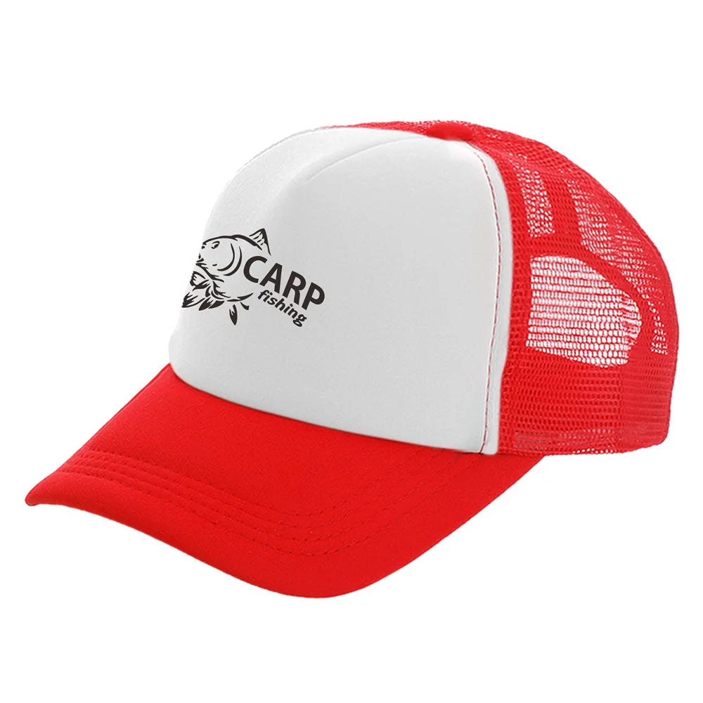 „Carp Fish“ vyriškos „Trucker“ kepurės, juokingos žvejybos motyvais, beisbolo kepurės, vėsios vasarinės unisex kepurės iš tinklelio MZ-169