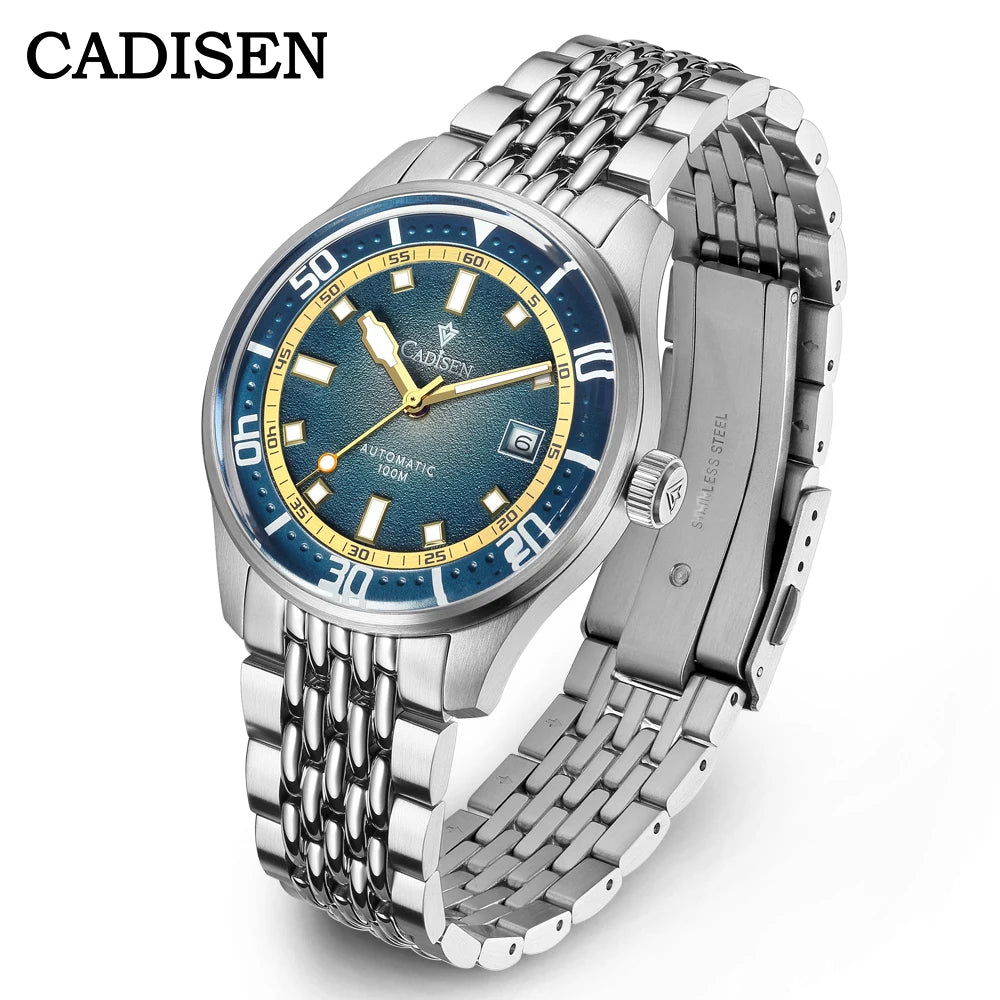 CADISEN Automatic Mechanical Watch Man Silver Business Casual Waterproof Watch Japan MIYOTA 8215 Movement Domed Glass Mens Watch