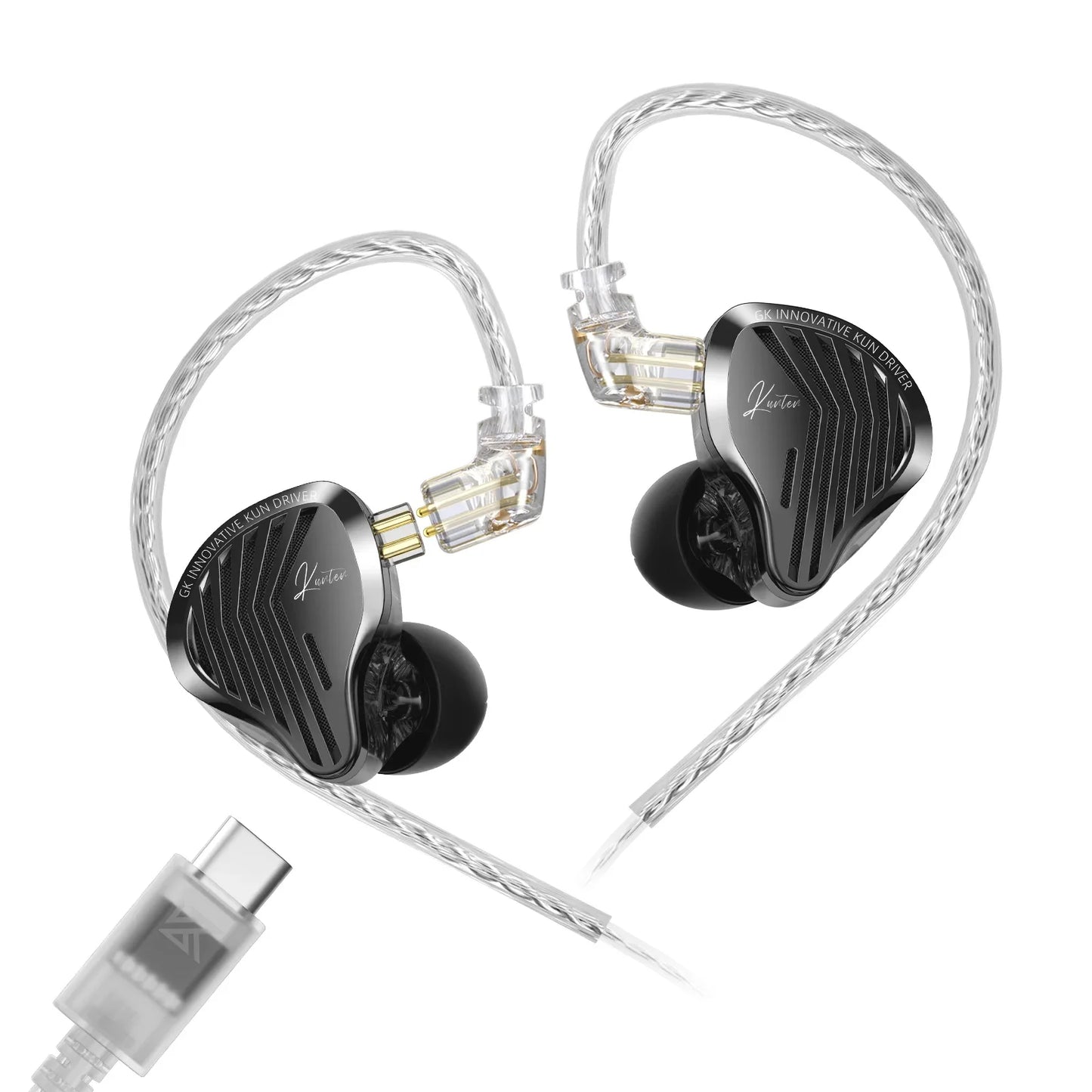 KZ GK Kunten HiFi IEM Earphones 1DD Dynamic Driver In-Ear Earbuds with 2-Pin Detachable Cable, Metal Audiophile Gaming Headset
