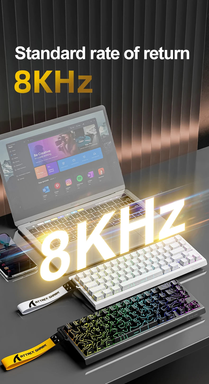 Teclado gaming magnético ATTACK SHARK X68HE X68PRO HE e FREEWOLF F68 com fios F68Pro sem fios para gaming profissional 0.01mm Rapid Trigg
