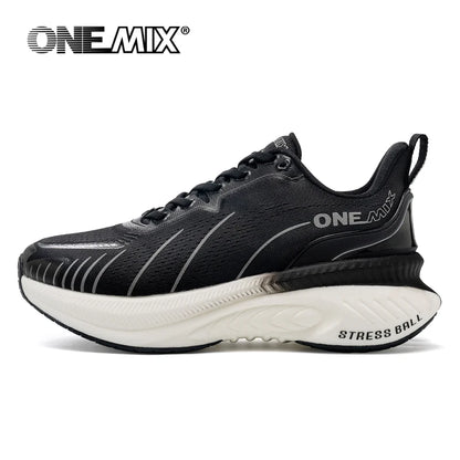 ONEMIX Nouvelles chaussures de course à amorti pour hommes, adaptées aux coureurs intensifs, à lacets, sportives, pour femmes, antidérapantes, d'extérieur, athlétiques, baskets pour hommes
