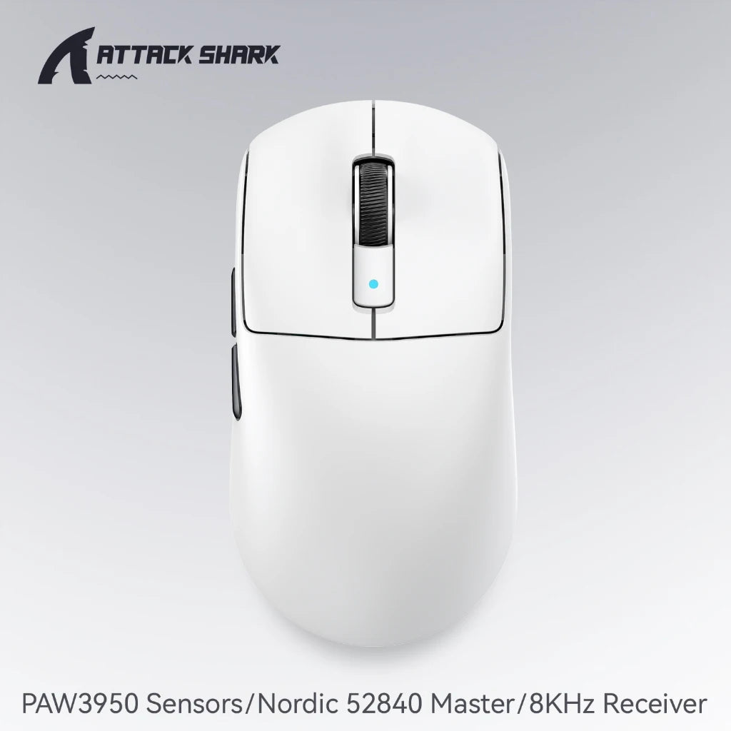 Attack Shark R6 Gaming-Maus 38g ultraleicht, PAW3950 8K Rückmelderate kabellos, Nordic 52840, 24000DPI, Tri-Mode