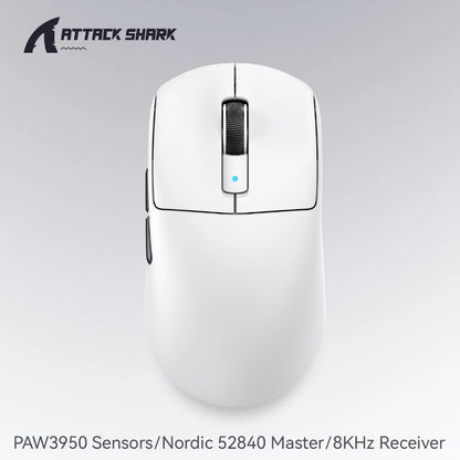 Attack Shark R6 Gaming-Maus 38g ultraleicht, PAW3950 8K Rückmelderate kabellos, Nordic 52840, 24000DPI, Tri-Mode