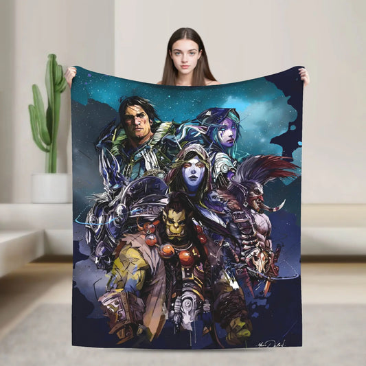 WOW World of Warcraft Arthas retro gaming flanellen deken, superwarme plaid voor slaapkamer, camping, sprei, bank en bedovertrek