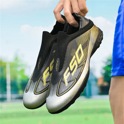 Nouvelles chaussures de football pour hommes, chaussures de sport d'extérieur, chaussures de soccer ultralégères, chaussures de futsal antidérapantes, de haute qualité, à cheville haute, respirantes, pour match