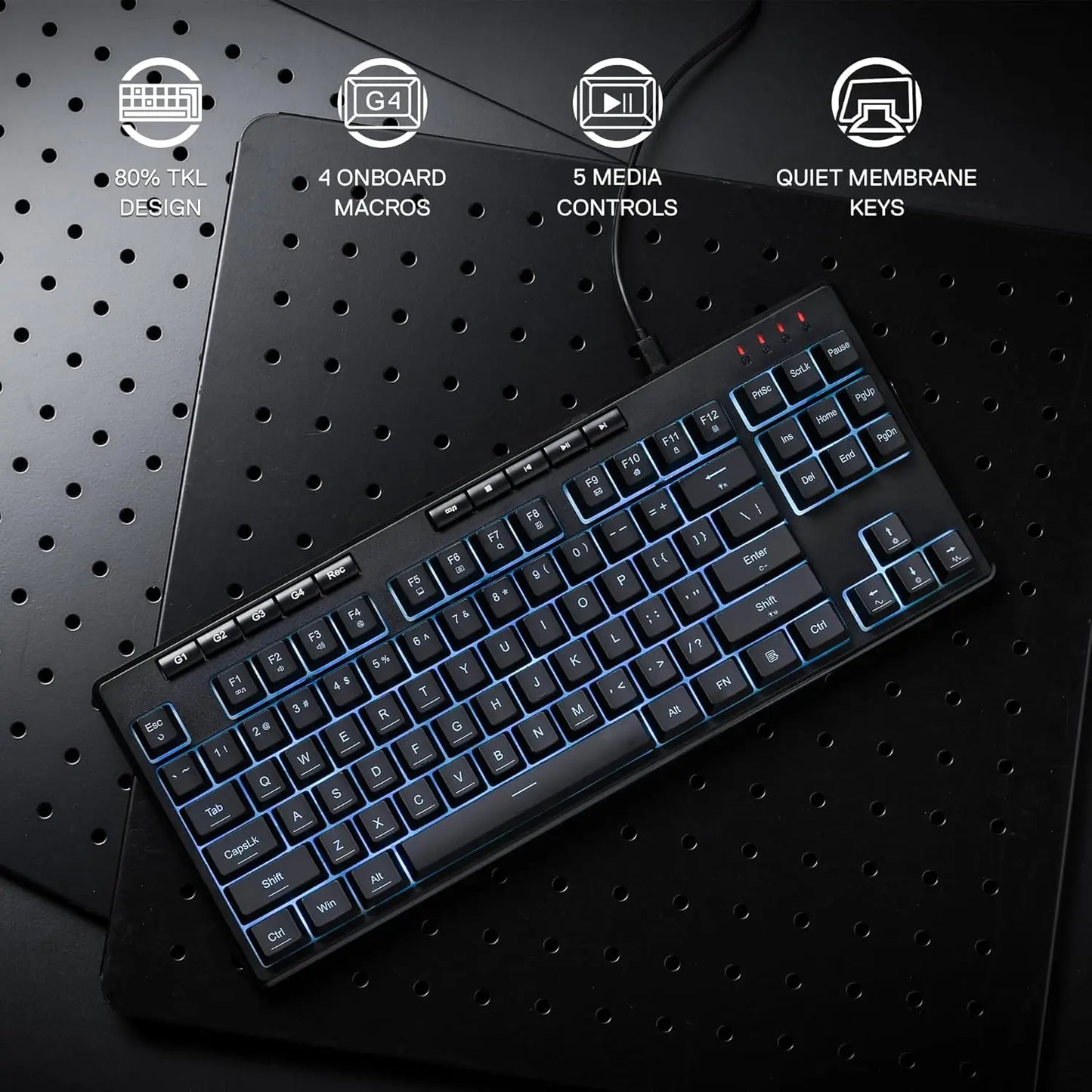 Redragon K516 Shiva TKL Wired RGB Gaming Keyboard, 87-Key Mechanical Feel Membrane Keyboard with RGB Backlit, Programmable Macro Keys & Anti-Ghosting
