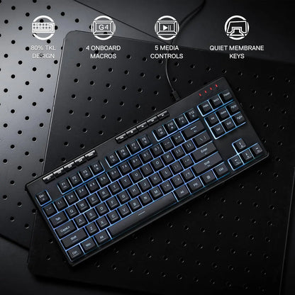 Redragon K516 Shiva TKL Wired RGB Gaming Keyboard, 87-Key Mechanical Feel Membrane Keyboard with RGB Backlit, Programmable Macro Keys & Anti-Ghosting