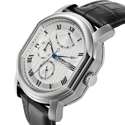 BERNY Men's Mechanical Watch, Top Accuracy, Automatic Wristwatch, Luxury Male Clock, Sapphire, Self-Winding, Waterproof